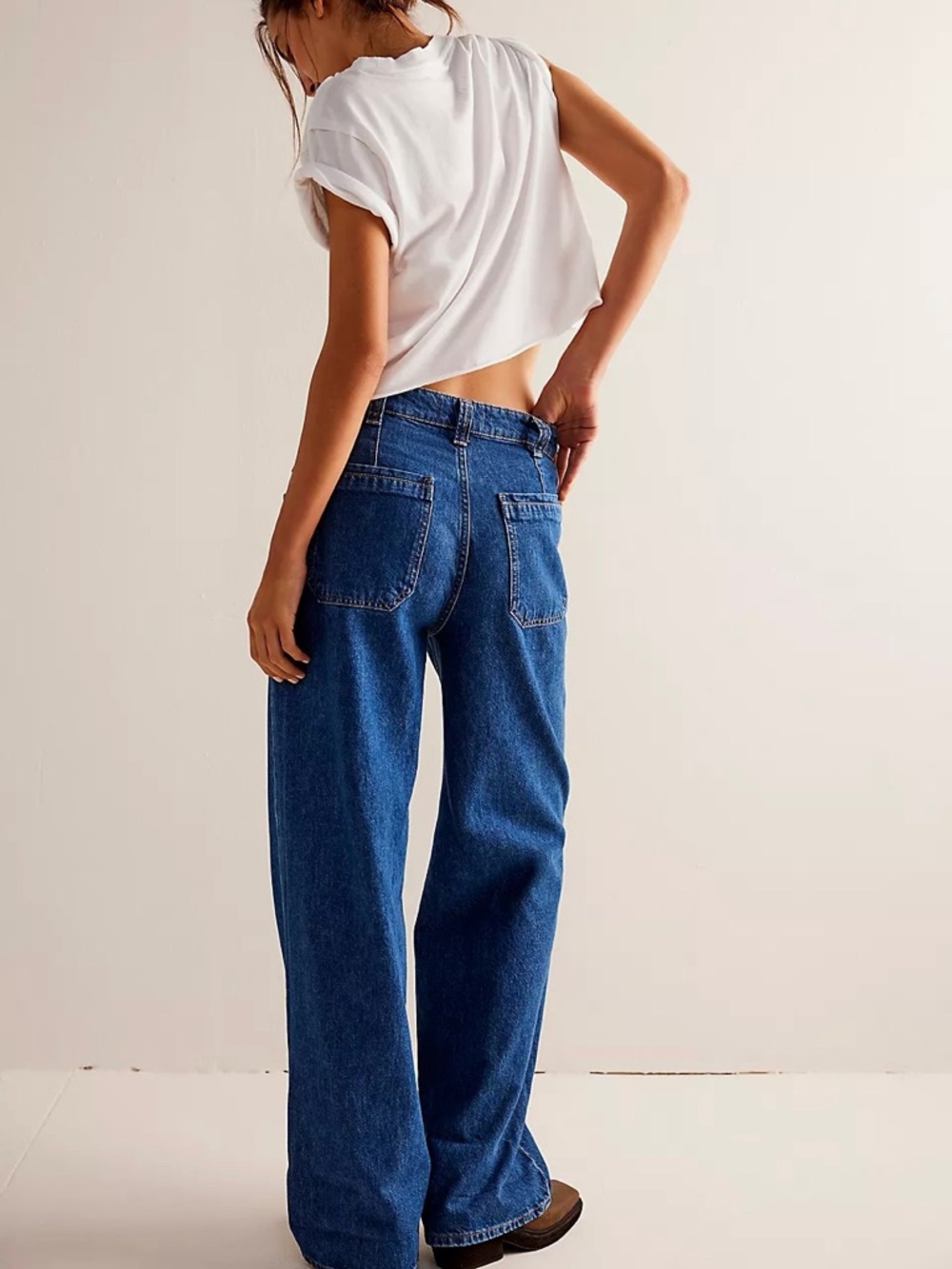 NWT Free People We The Free Palmer Tunnel Vision Baggy Relaxed Cuffed Jeans - Picture 2 of 6